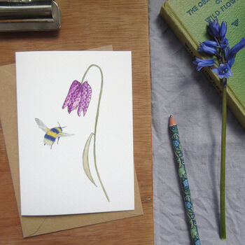 Fritillary And Bee Any Occasion Greetings Card, 2 of 8