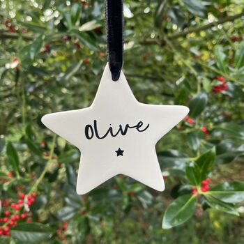 Personalised Christmas Hanging Ceramic Star, 3 of 3