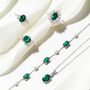 Emerald Round Cut Three Stone Engagement Ring In Sterling Silver And Gold, thumbnail 6 of 12