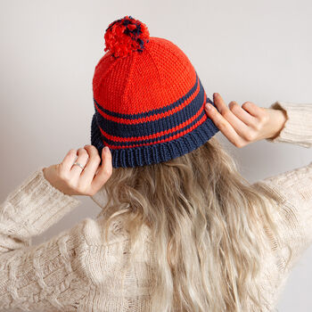 Unisex Hat Knitting Kit Poppy Red, 2 of 7