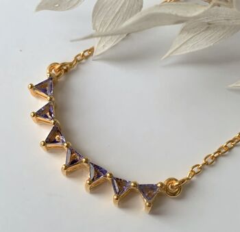 Triangle Amethyst Gold Vermeil Curve Necklace, 3 of 5
