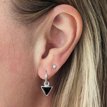 'The Triangle' Black Onyx Sterling Silver Earrings, 2 of 5