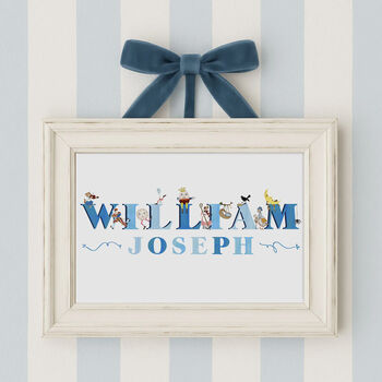 Personalised Nursery Rhyme Blue Name Print, 2 of 6
