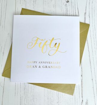 Personalised Golden Wedding Anniversary Metallic Card, 2 of 3