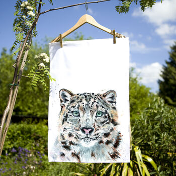 Inky Snow Leopard Tea Towel, 6 of 9
