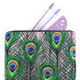 Peacock Feathers Printed Silk Zipped Bag, thumbnail 1 of 5
