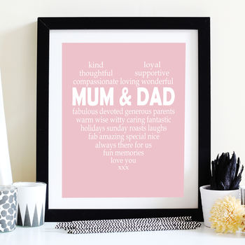 Mum And Dad Personalised Heart Print, 4 of 6