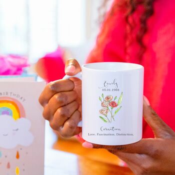 Birth Flower Personalised Water Colour Mug, 12 of 12