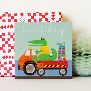 Happy Birthday Crocodile Truck Card, 2 of 3
