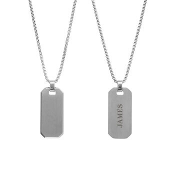 Personalised Men's Brushed Steel Dog Tag Necklace, 6 of 9