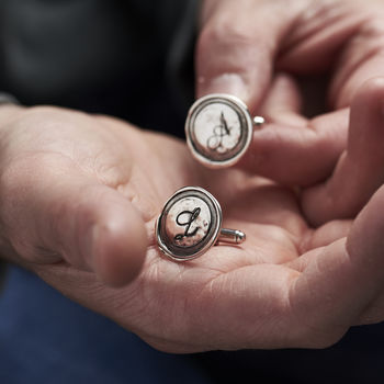 Personalised Silver Wax Seal Initial Cufflinks, 3 of 5