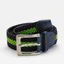 Navy And Green Stripe Men's Woven Stretch Belt, thumbnail 3 of 3