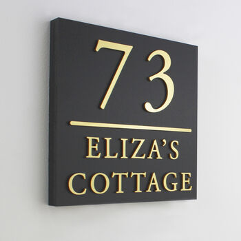 Contemporary Square Matte Black House Sign, 3 of 11