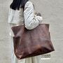 Oversized Maxi Half Meter Leather Cognac Carry All Tote Bag, thumbnail 1 of 8