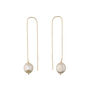 18ct Gold Plated White Pearl Threader Earrings, thumbnail 2 of 6