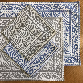 Set Of Six Block Print Placemats And Napkins, 3 of 7
