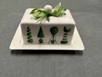Topiary Hand Decorated Bone China Butter Dish, 2 of 2