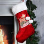 Personalised Festive Fawn Luxury Red Stocking, thumbnail 3 of 3