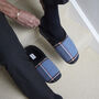 Freddie Blue Orange Check Mens Slippers/Indoor Shoes, thumbnail 3 of 8