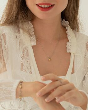 Citrine Solitaire Pendant Necklace In Sterling Silver And Gold, 10 of 11