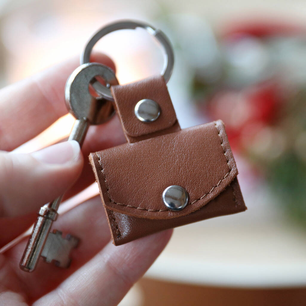 Personalised Leather Envelope Keyring With Photo Charm By Lisa Angel