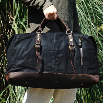 Waxed Canvas Leather Classic Holdall Bag, 2 of 12