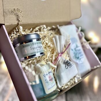 Xmas Pamper Gift Box With Candle Soap And Wax Melts, 3 of 9