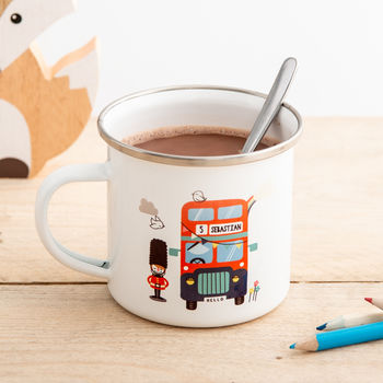 Personalised Children's London Bus Enamel Mug, 3 of 5
