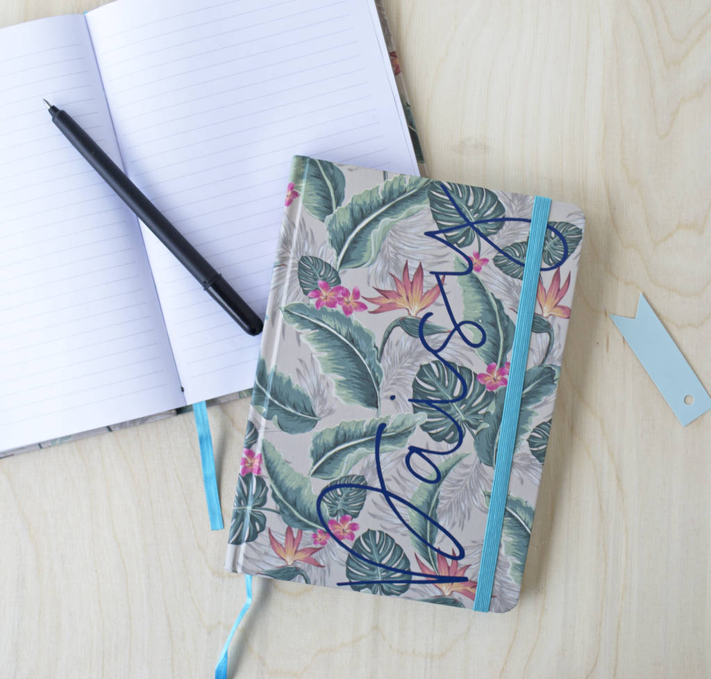 Personalised Notebook With Banana Leaf Tropical Design By Solesmith