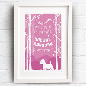 Personalised Wedding Anniversary Print With Dog, 3 of 6