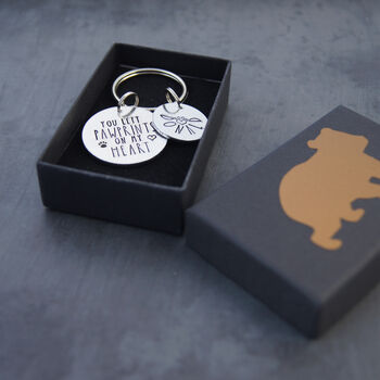 Pet Memorial Key Ring. Paw Prints On My Heart, 2 of 5
