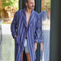 Men's 'Banbury Navy' Stripe Brushed Cotton Robe, thumbnail 1 of 3