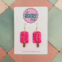 Pink Ice Lolly Glitter Statement Earrings / Summer Treat Jewellery Pink Popsicle Statement / 90s Summer Aesthetic Playful Kitsch Accessory, thumbnail 1 of 5