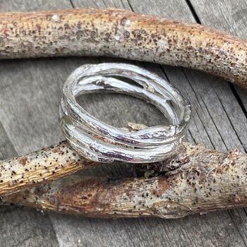 Double Band Silver Willow Ring, 3 of 6