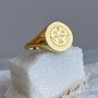 Sterling Silver Gold Moon Face Signet Ring, thumbnail 1 of 11