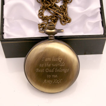 Personalised Bronze Pocket Watch With Flower Design, 3 of 5