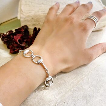 Snaffle Bit Chunky Sterling Silver Charm Bracelet, 2 of 5