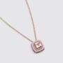 Rose Quartz 18k Rose Gold Plated Square Necklace, thumbnail 2 of 4