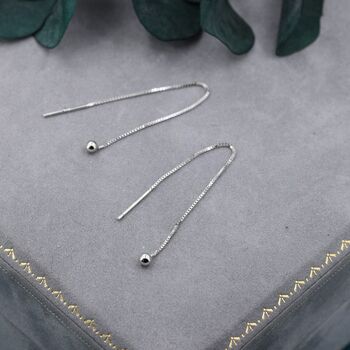 Sterling Silver Minimalist Ball Threaders Earrings, 4 of 9