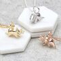 Sterling Silver Or 18ct Gold Plated Mini Triceratops Dinosaur Necklace, thumbnail 1 of 3