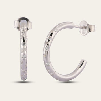 Silver White Topaz Gemstones Seren Hoops, 2 of 4