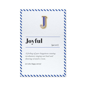 J Is For Joy Pin Badge And Card, 4 of 4