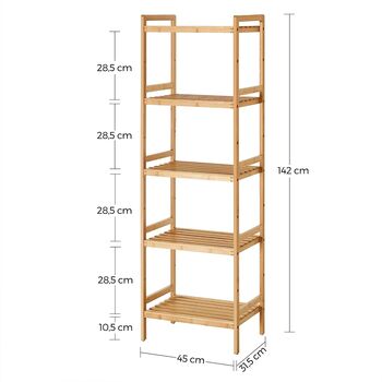 Five Tier Bamboo Storage Rack Organiser Shelves Unit, 10 of 10