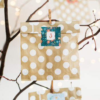 Woodland Christmas Advent Calendar Stickers And Bags, 8 of 10