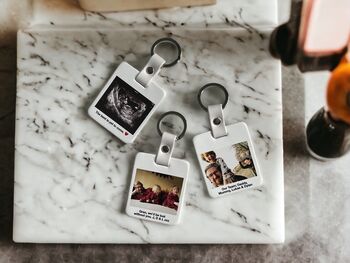Custom Leather Photo Keyring With Message, 3 of 6