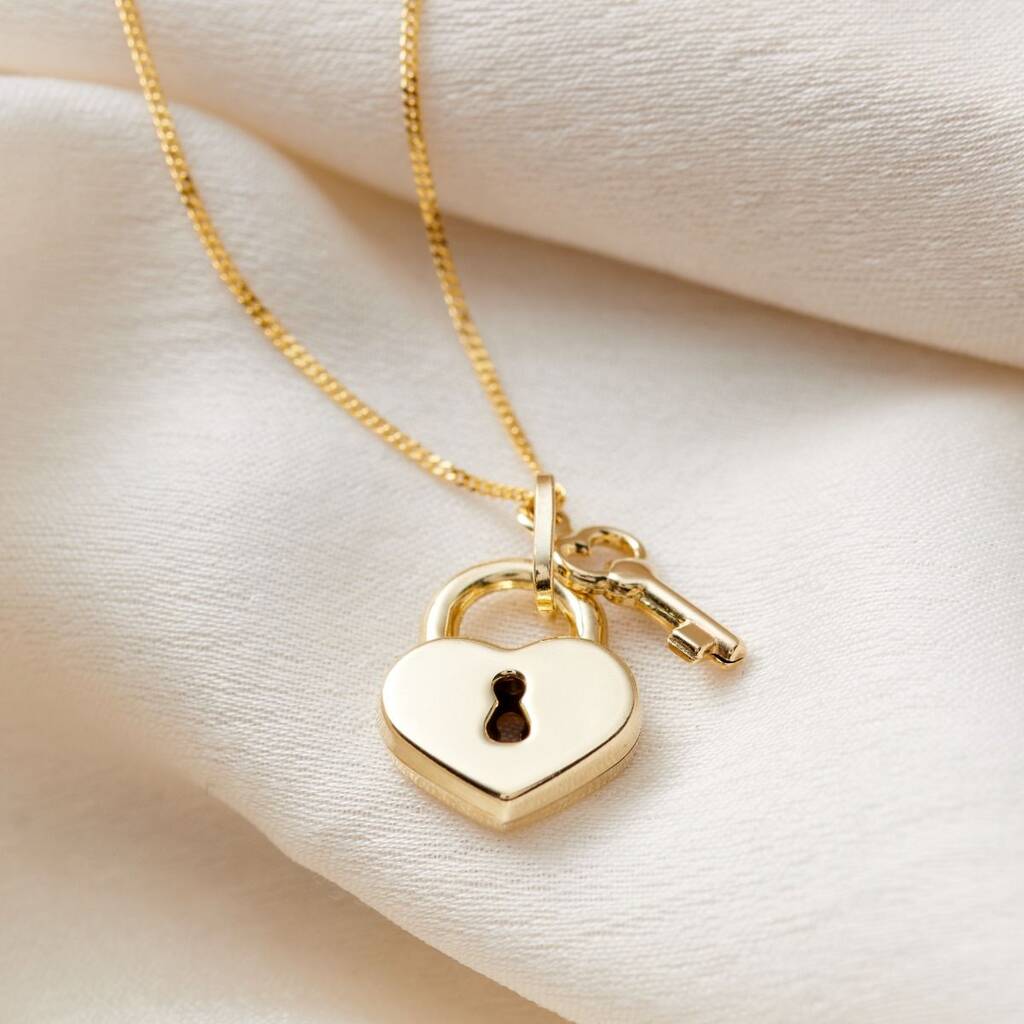9ct Gold Rialto Love Lock Charm Necklace