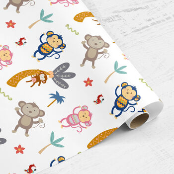 Monkey Safari Wrapping Paper Roll Or Folded, 2 of 3