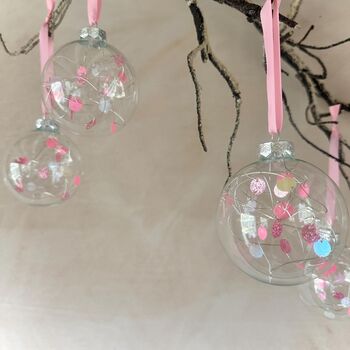 Set Of Six Bright Pink Baubles Tree Decor Ornaments, 7 of 7