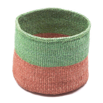 Coral And Green Duo Colour Block Basket, 7 of 8