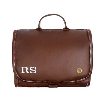 Personalised Leather Hanging Dopp Kit With Hook, 2 of 8